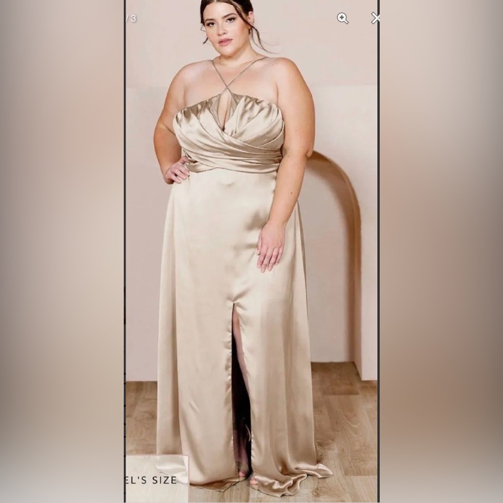 NWT!! Nayeli satin dress in gold champagne.  Size 12